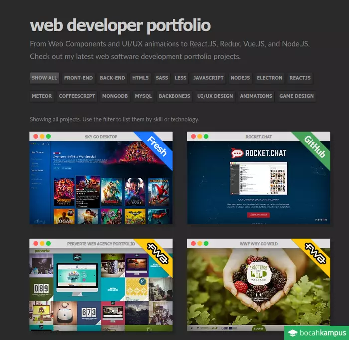 contoh portofolio programmer dan web developer