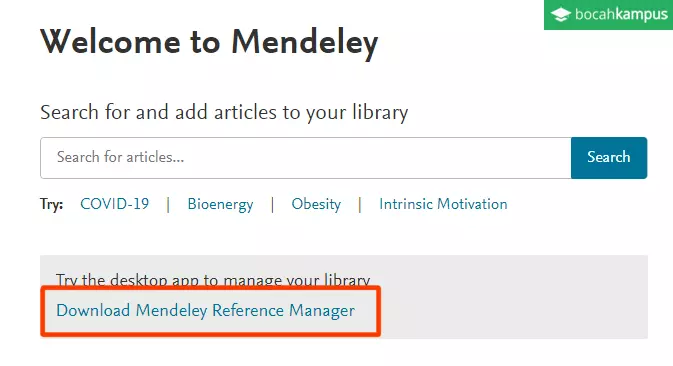 welcome page mendeley